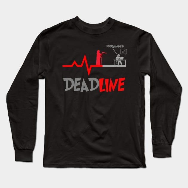 Deadline Programmer Shirt, Coder Shirt, Coding T Shirt, Funny Shirt, Grim Reaper Shirt, Computer Shirt, Developer Long Sleeve T-Shirt by DESIGN SPOTLIGHT